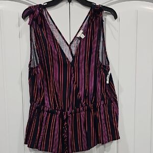 💥A New Day Women's Striped Blouse - Black and Red